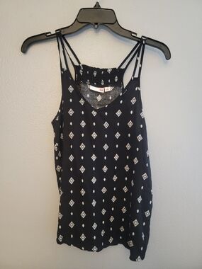 SO Black Camisole with White Diamond Print and Double Straps